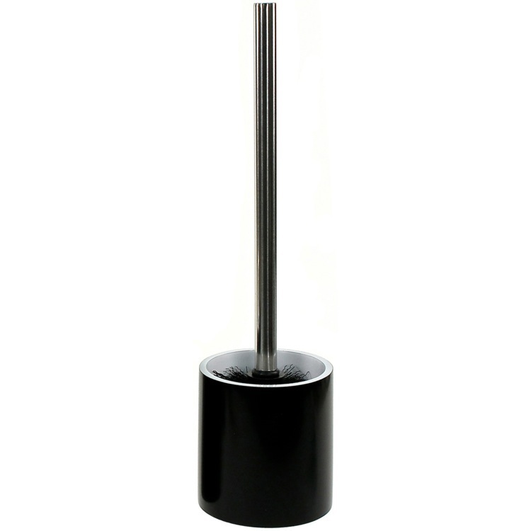 Gedy YU33-14 Steel Free Standing Black Round Toilet Brush Holder in Resin